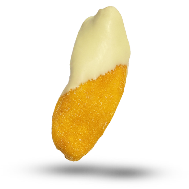 Mango in belgischer weißer Schokolade